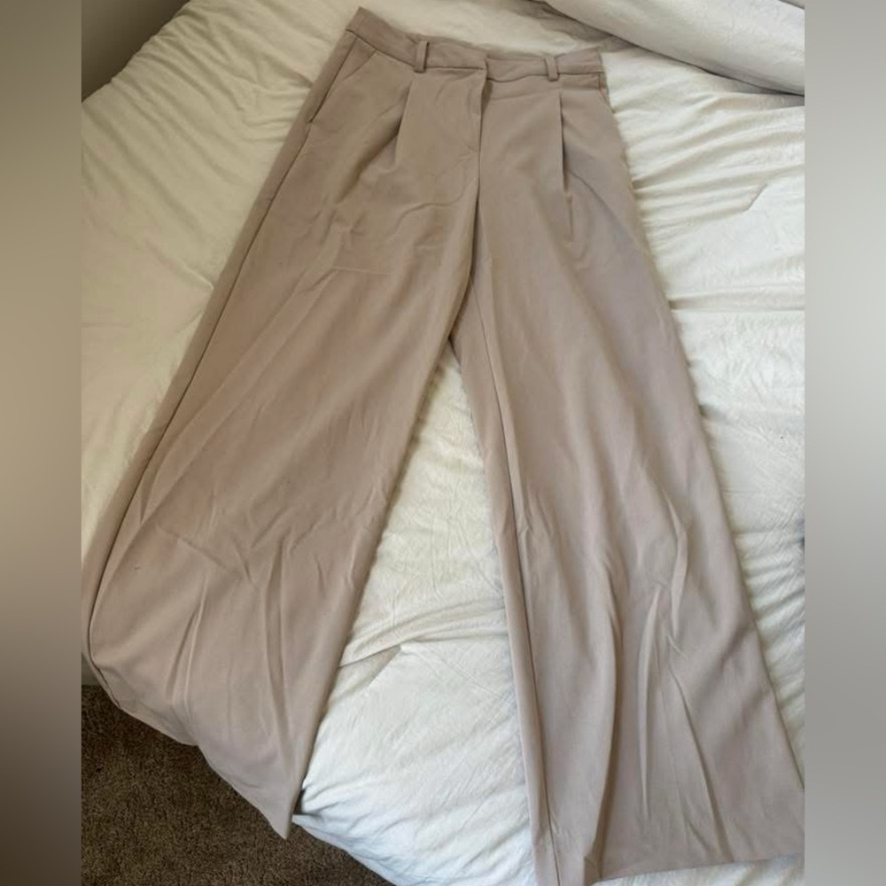 H&M tan wide leg trouser